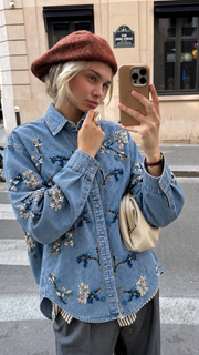 işleme DetaylI Jean Oversize Gömlek