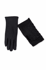Örgü Manşetli Dokunmatik Siyah Kadın Eldiven