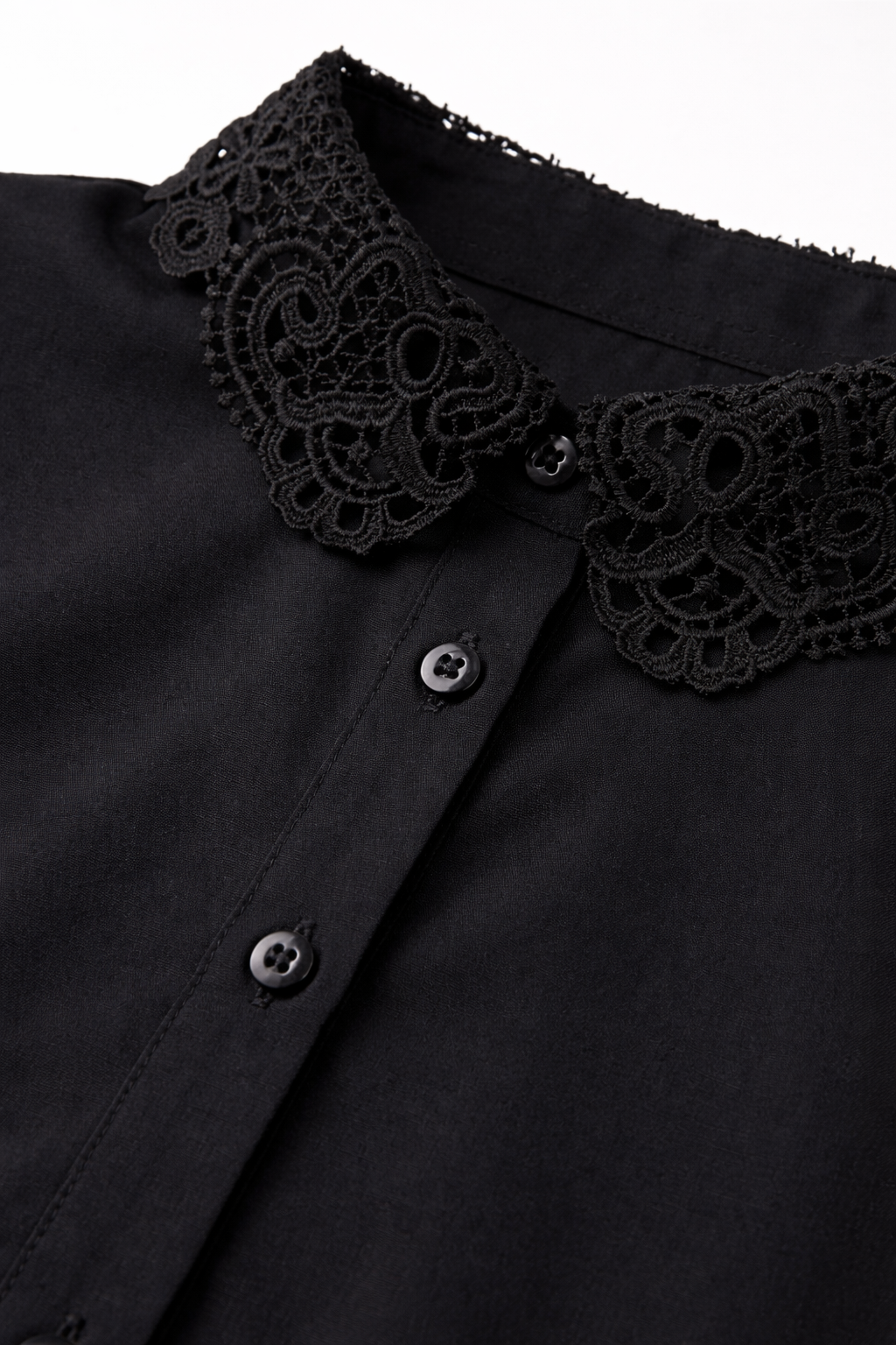 Siyah Güpürlü Gömlek Yakalık