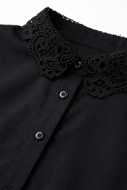 Siyah Güpürlü Gömlek Yakalık