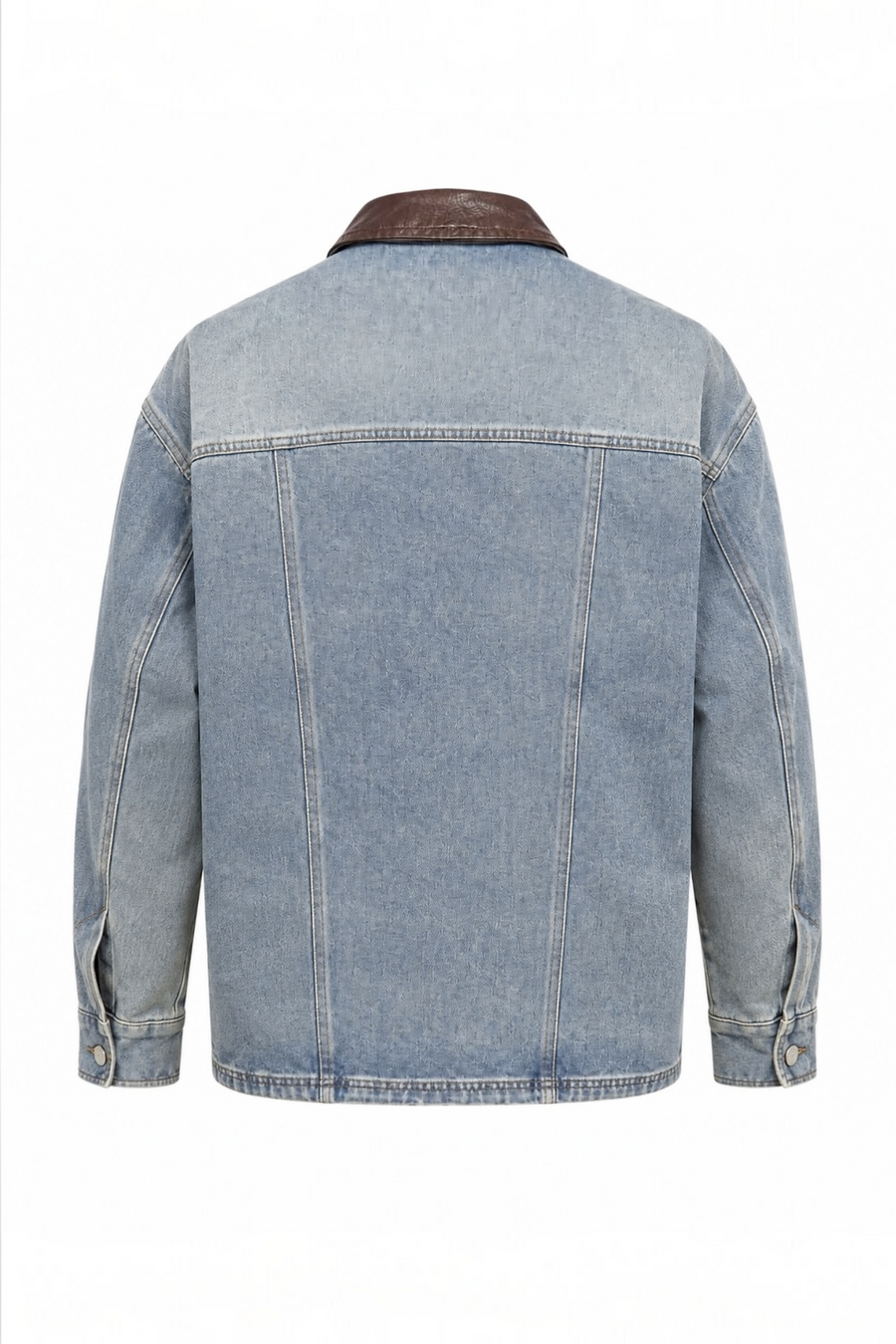 Çiçek İşleme Deri Detaylı Denim Ceket