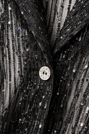 Siyah Işıltılı Transparan Gömlek