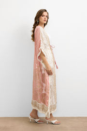 Etnik Desen Bağlamalı Kimono Pembe-IBN4248
