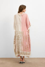 Etnik Desen Bağlamalı Kimono Pembe-IBN4248