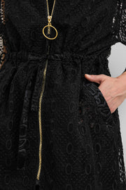 Organze Dantelli Ceket Siyah