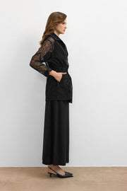 Organze Dantelli Ceket Siyah