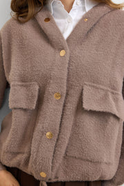 Kapüşonlu Triko Hırka Vizon