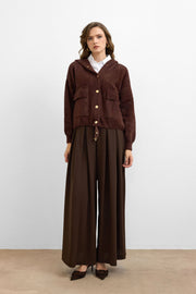 Kemerli Palazzo Pantolon - Kahve