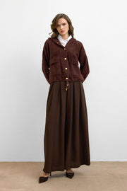 Kapüşonlu Triko Hırka Kahverengi