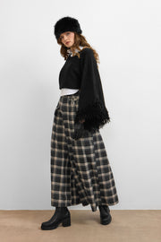 Ekose Palazzo Pantolon Siyah