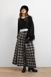 Ekose Palazzo Pantolon Siyah