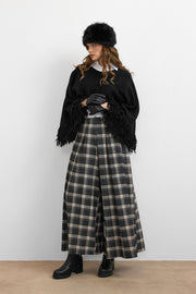 Ekose Palazzo Pantolon Siyah