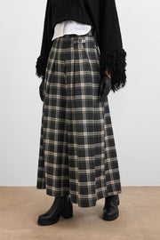 Ekose Palazzo Pantolon Siyah