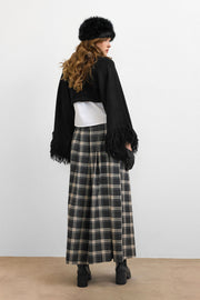 Ekose Palazzo Pantolon Siyah