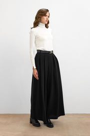 Kemerli Palazzo Pantolon - Siyah