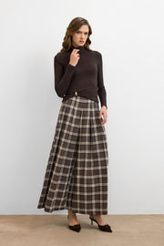 Ekose Palazzo Pantolon - Kahve