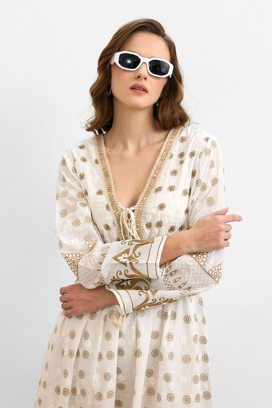 Heritage Bohem Elbise - Krem