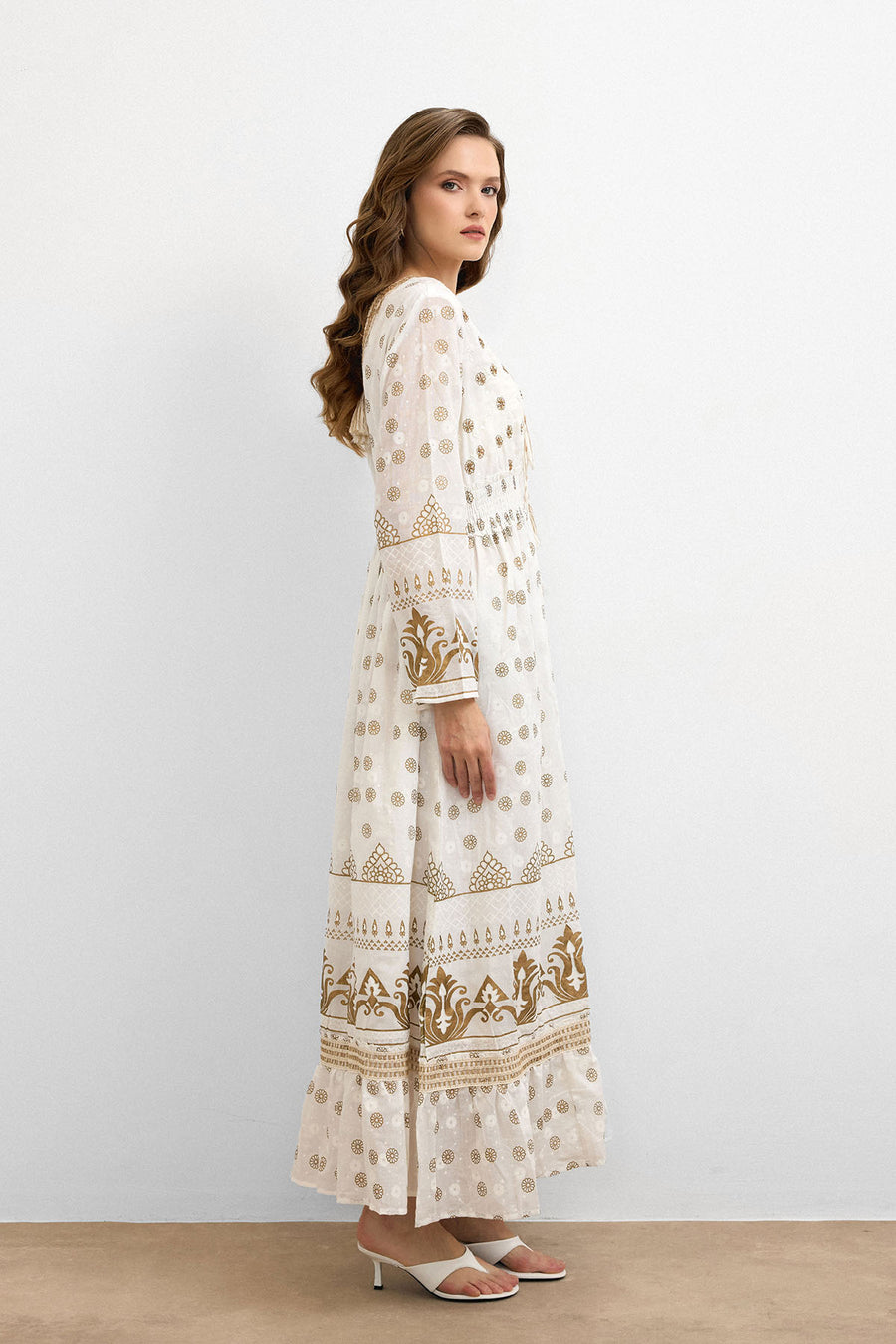 Heritage Bohem Elbise - Krem