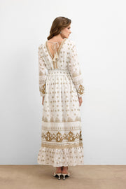 Heritage Bohem Elbise - Krem