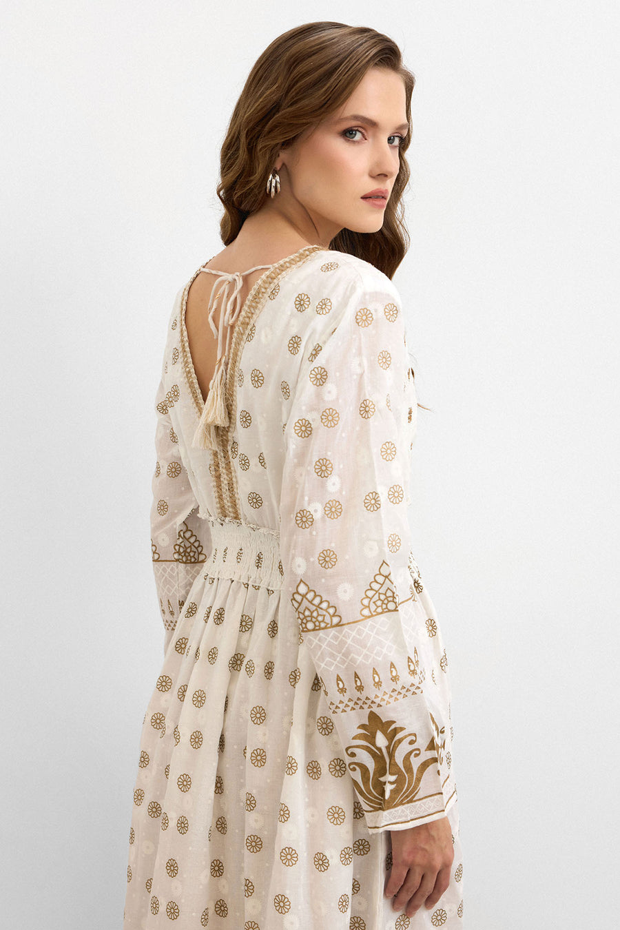 Heritage Bohem Elbise - Krem
