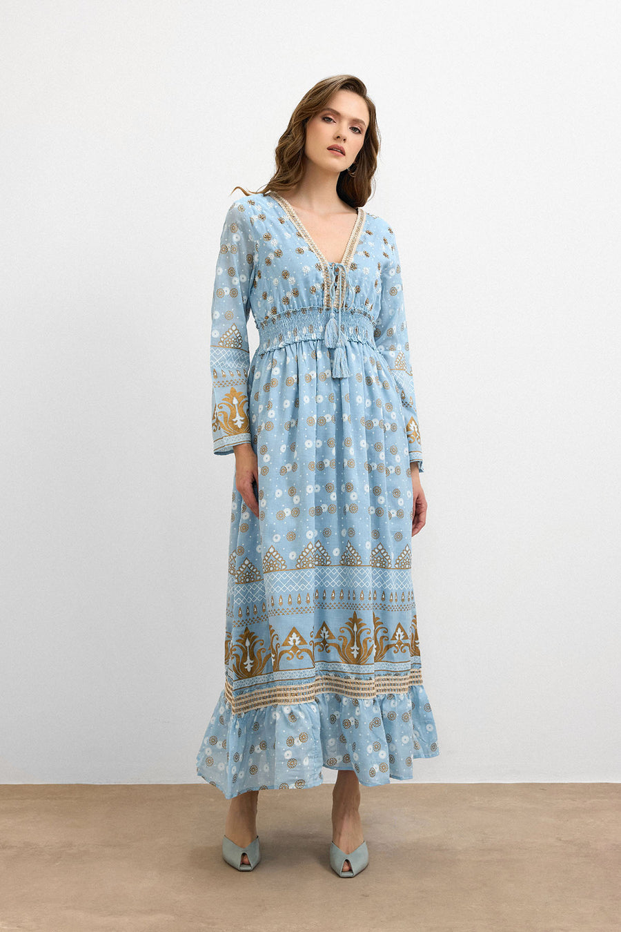 Sky Heritage Bohem Elbise - Mavi