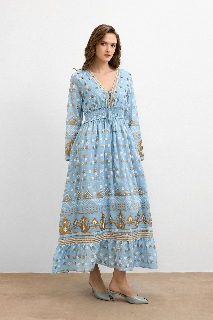 Sky Heritage Bohem Elbise - Mavi