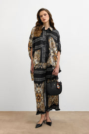 Barok Desen Saten Takım – Siyah Gold