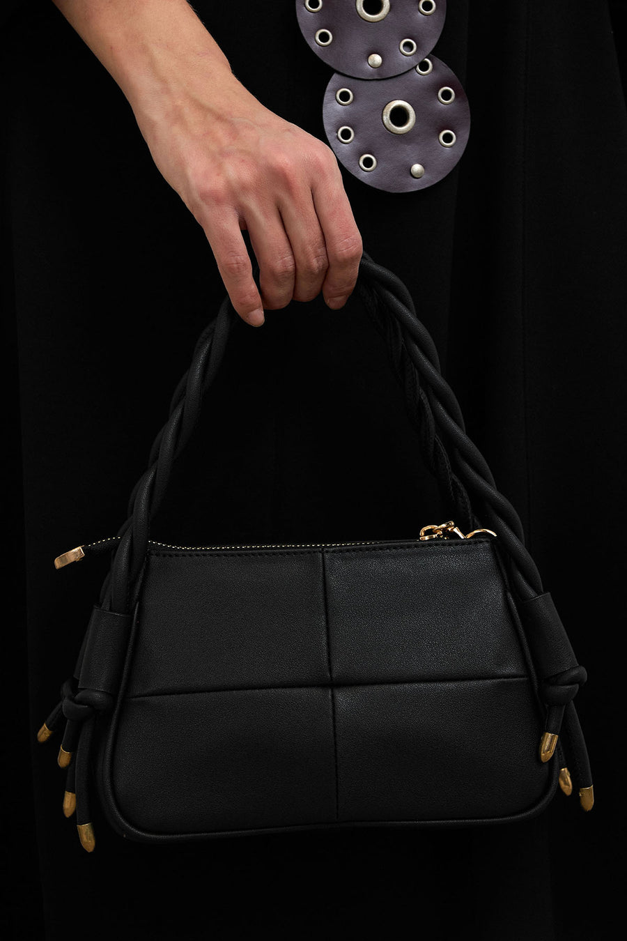 Lina Twist Örgü Saplı Kadın Çantası Siyah