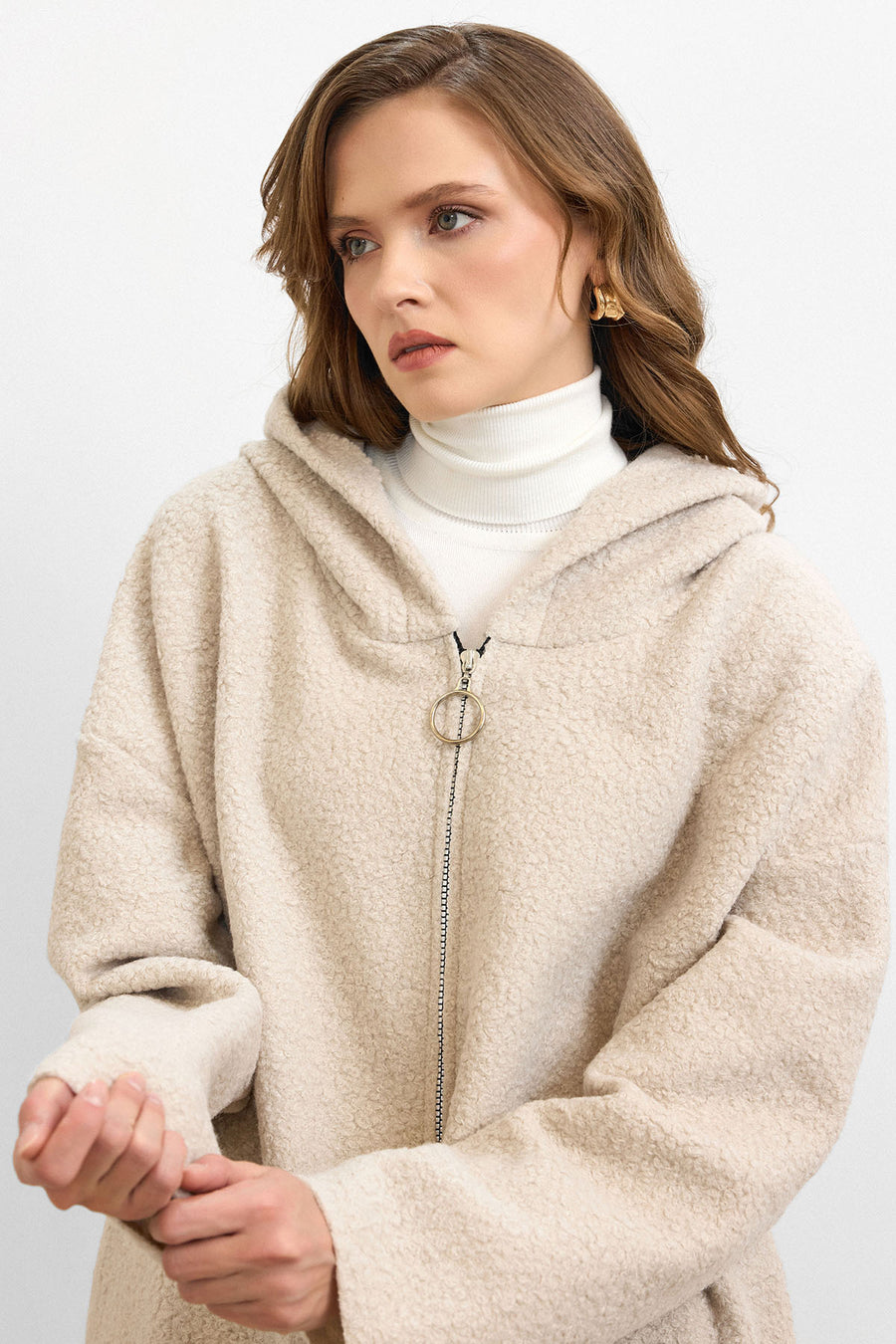 Teddy Buklet Kaban Krem