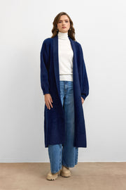 Sakal İplik Model Uzun Hırka Lacivert