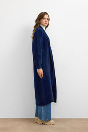 Sakal İplik Model Uzun Hırka Lacivert
