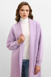 Sakal İplik Model Uzun Hırka - Lila
