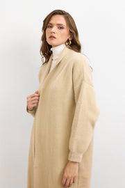 Sakal İplik Model Uzun Hırka -Taş