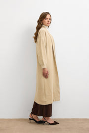 Sakal İplik Model Uzun Hırka -Taş