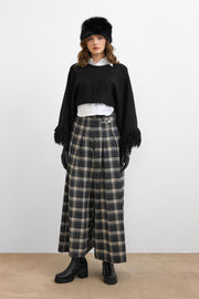 Ekose Palazzo Pantolon Siyah