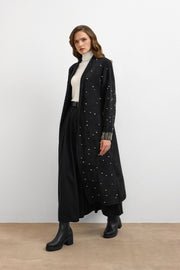 Kolları İnci Detaylı Sakal Hırka - Siyah