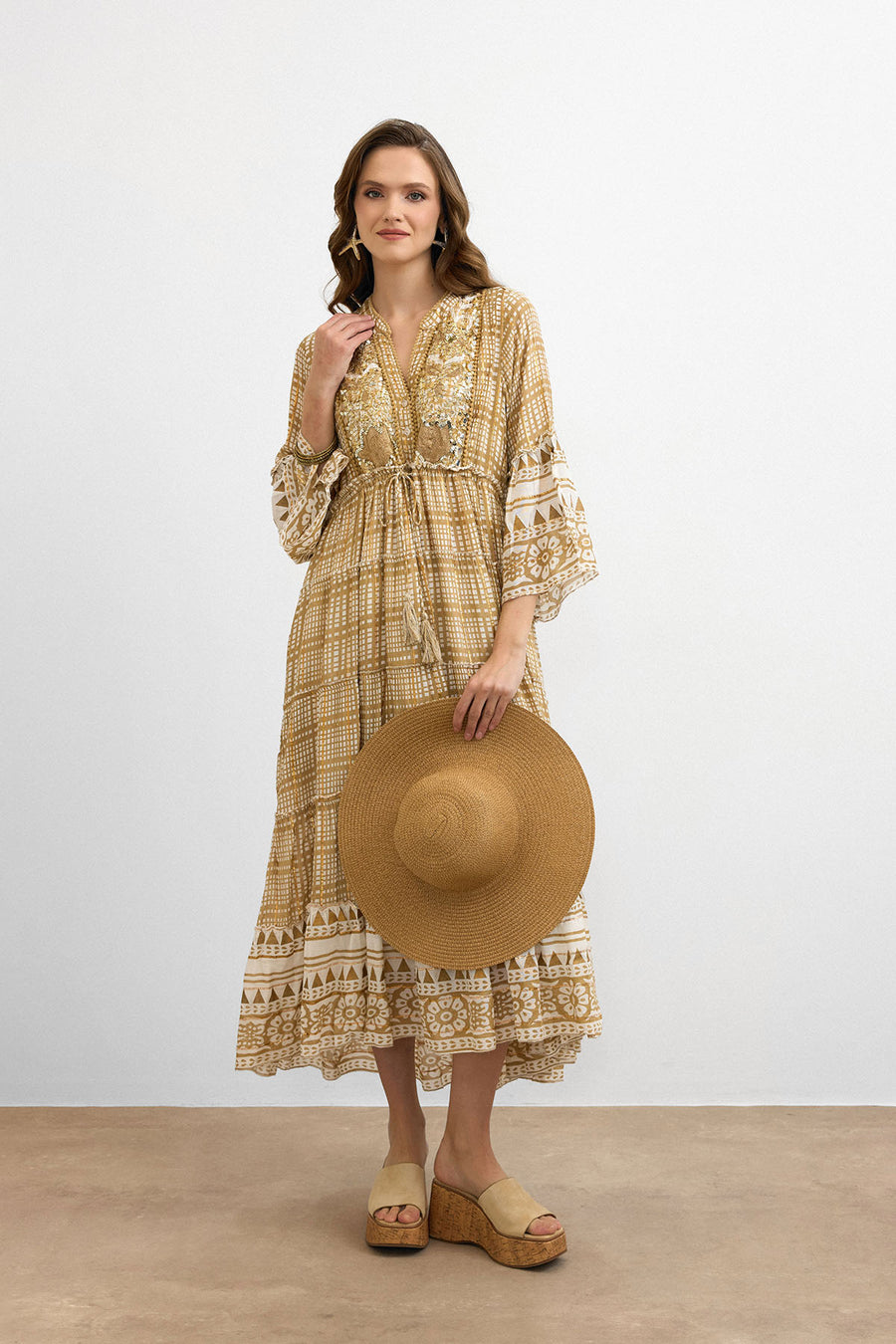 IBBN-43039 Bej Harmony Elbise