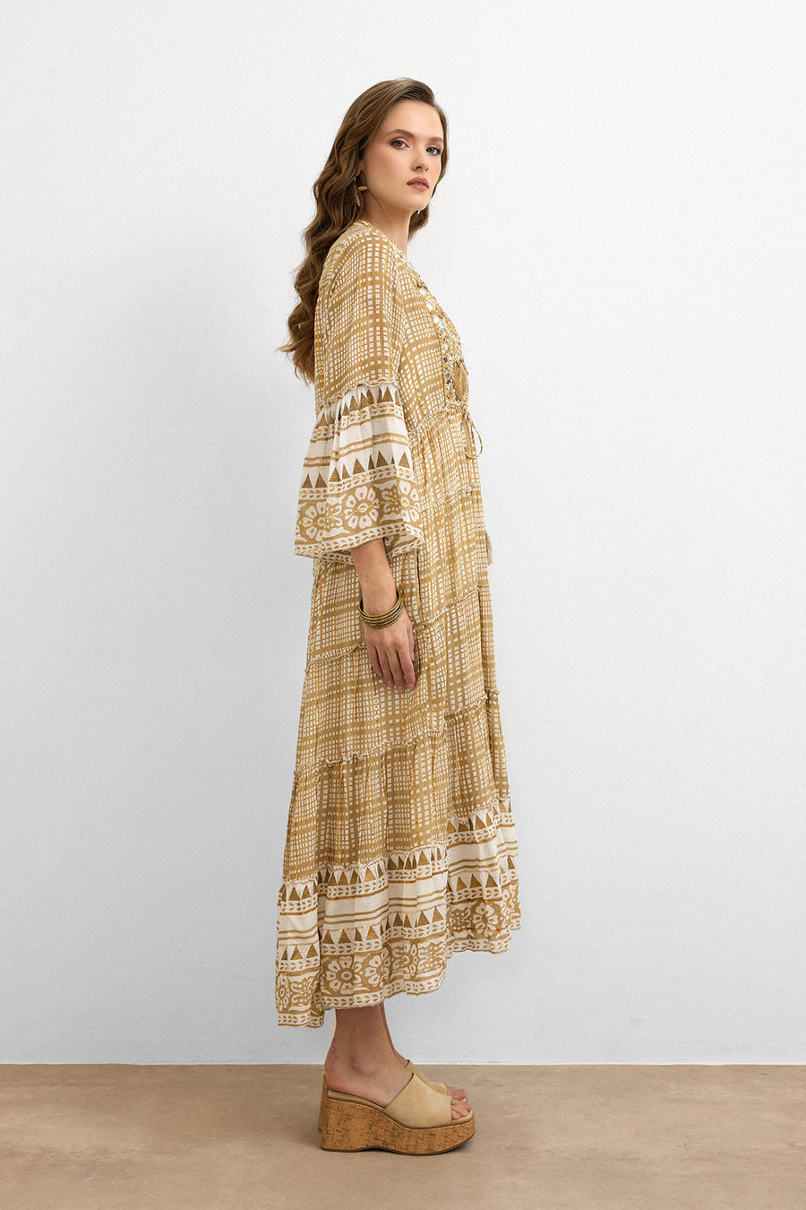 IBBN-43039 Bej Harmony Elbise