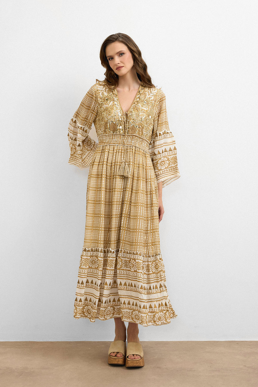 IBBN-43039 Bej Harmony Elbise