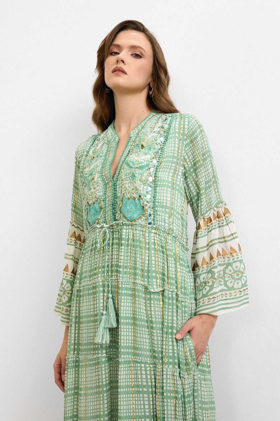 IBBN-43039 Yeşil Harmony Elbise