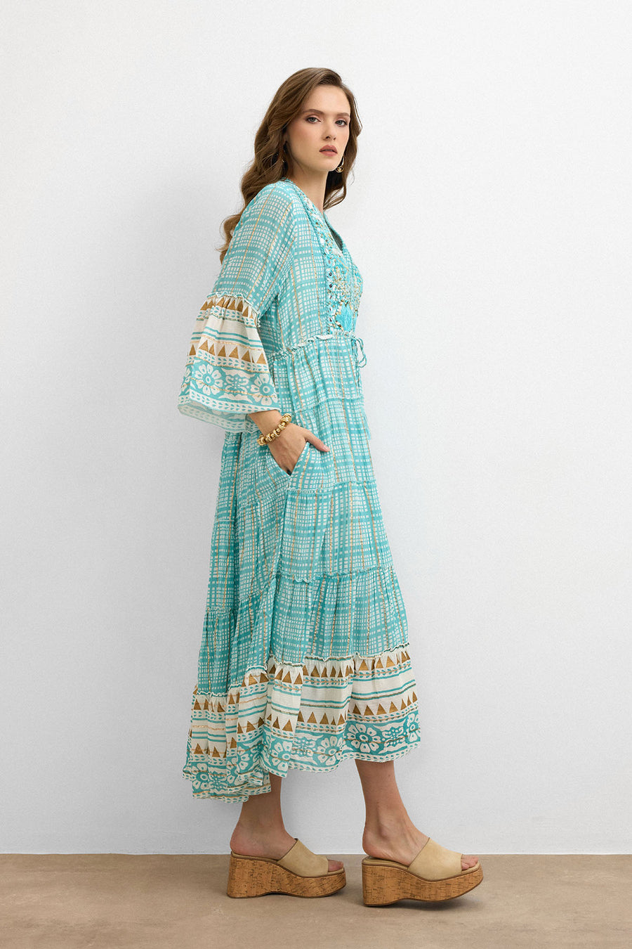 IBBN-43039 Turkuaz Harmony Elbise