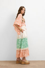 Bohemian Breeze İşlemeli Elbise - Pembe