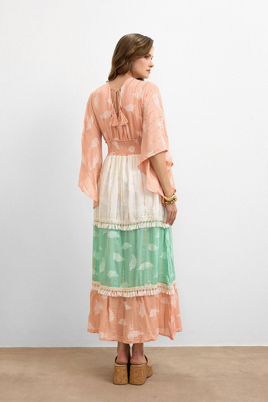 Bohemian Breeze İşlemeli Elbise - Pembe