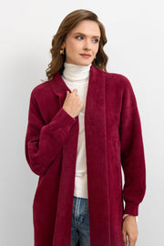 Sakal İplik Model Uzun Hırka - Bordo
