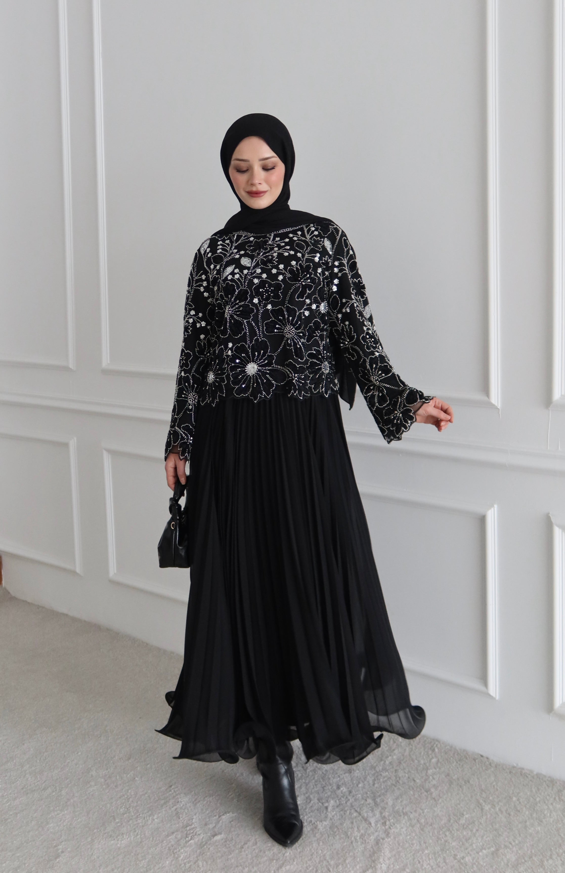 Misinalı Dalga Uçlu Şifon Etek