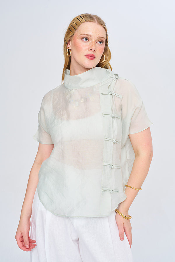 Çin Yaka Detaylı Liyosel Siyah Gömlek Rs34976 Mint