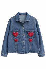 Kalp Detaylı Denim Ceket