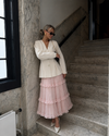 Piliseli Katlı Tül Etek Pembe