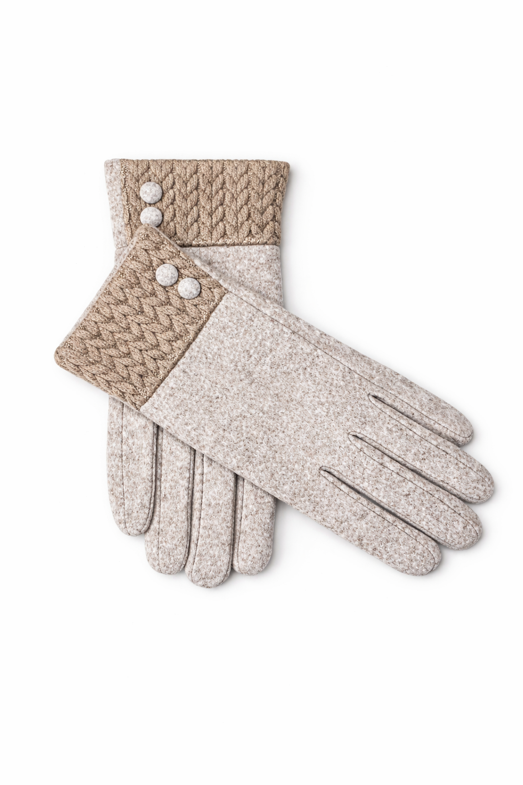 Klasik Yün Dokulu Günlük Kadın Eldiven – Krem