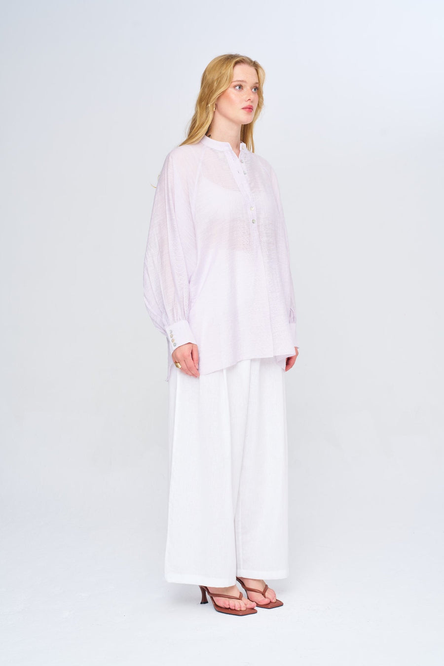 Hakim Yaka Desenli Gömlek Lila Rs34977